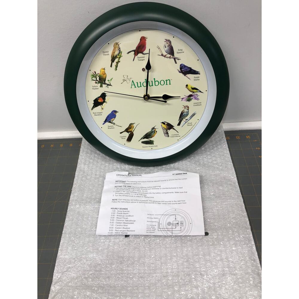 Audubon Singing Bird Wall Clock 13" New Open box